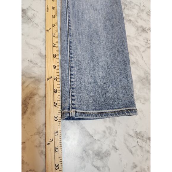 Chico's Women's Blue Destructed Pull-On Ankle Jeggings Jeans Medium Wash Size 10 - Picture 7 of 7